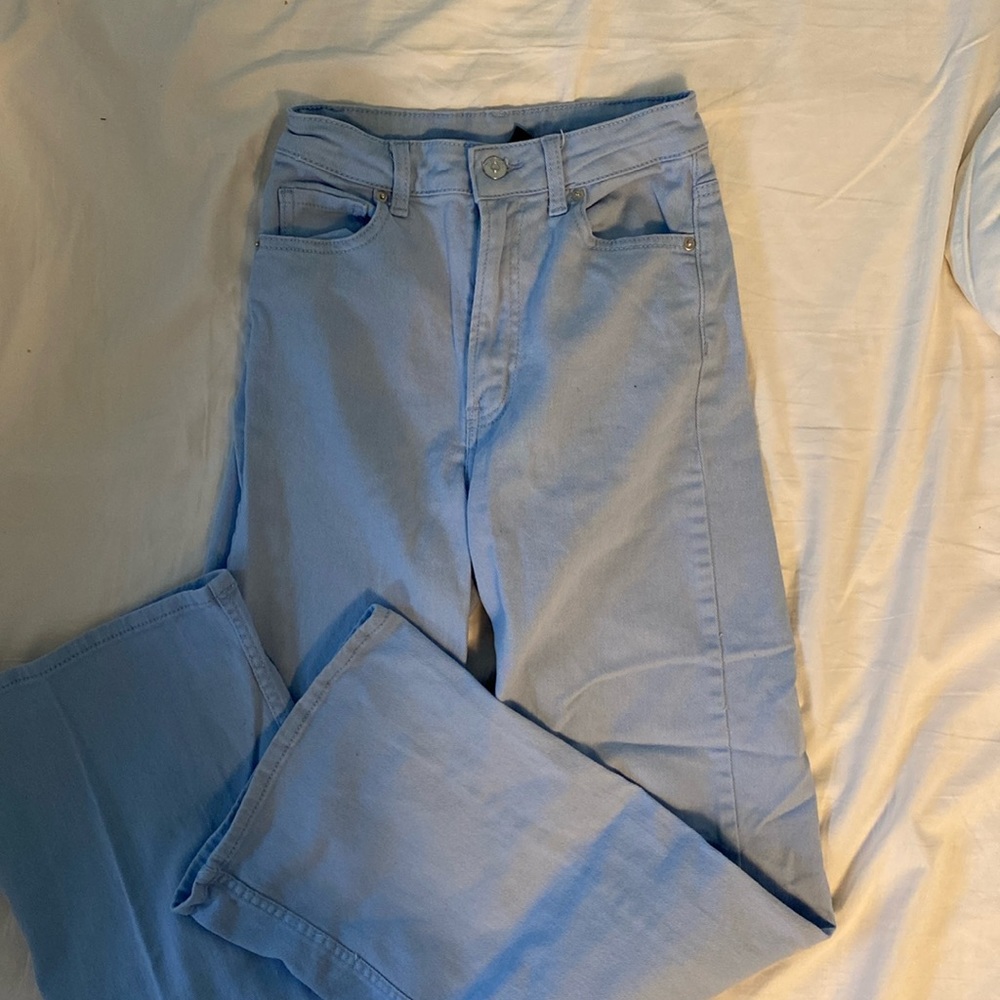 H&M Wide Leg Twill Pants Blue Size 0